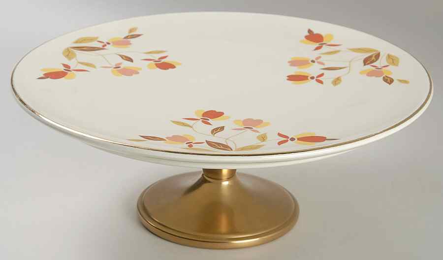Autumn Leaf Plate Cake with Metal Candlestick Base by Hall-1