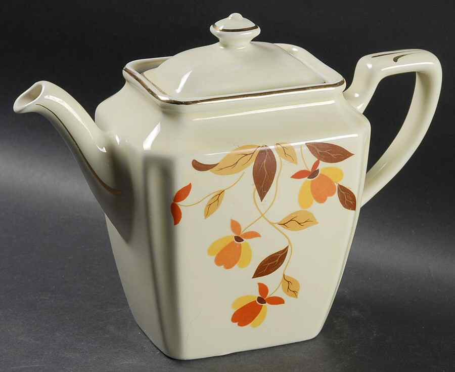 Autumn Leaf 1930s Newport Teapot & Lid by Hall-1