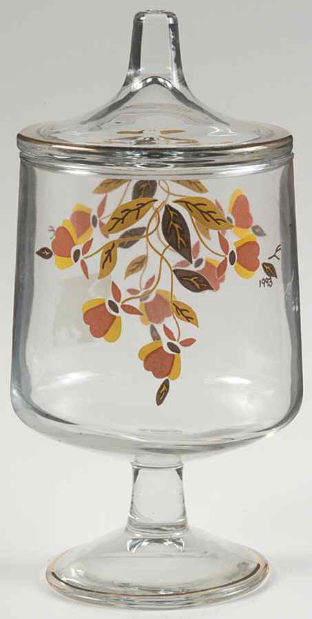 Autumn Leaf Glassware Candy Jar & Lid by Hall-1