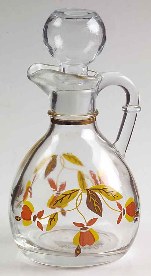 Autumn Leaf Glassware Cruet with Stopper by Hall-1