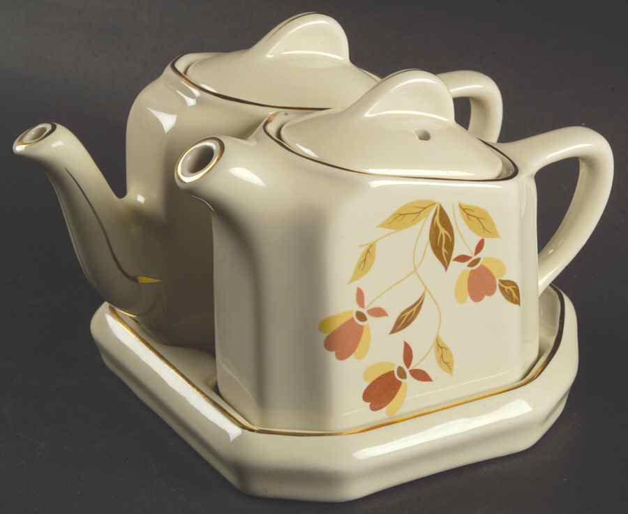 Autumn Leaf Tea for Two Set & Tray by Hall-1