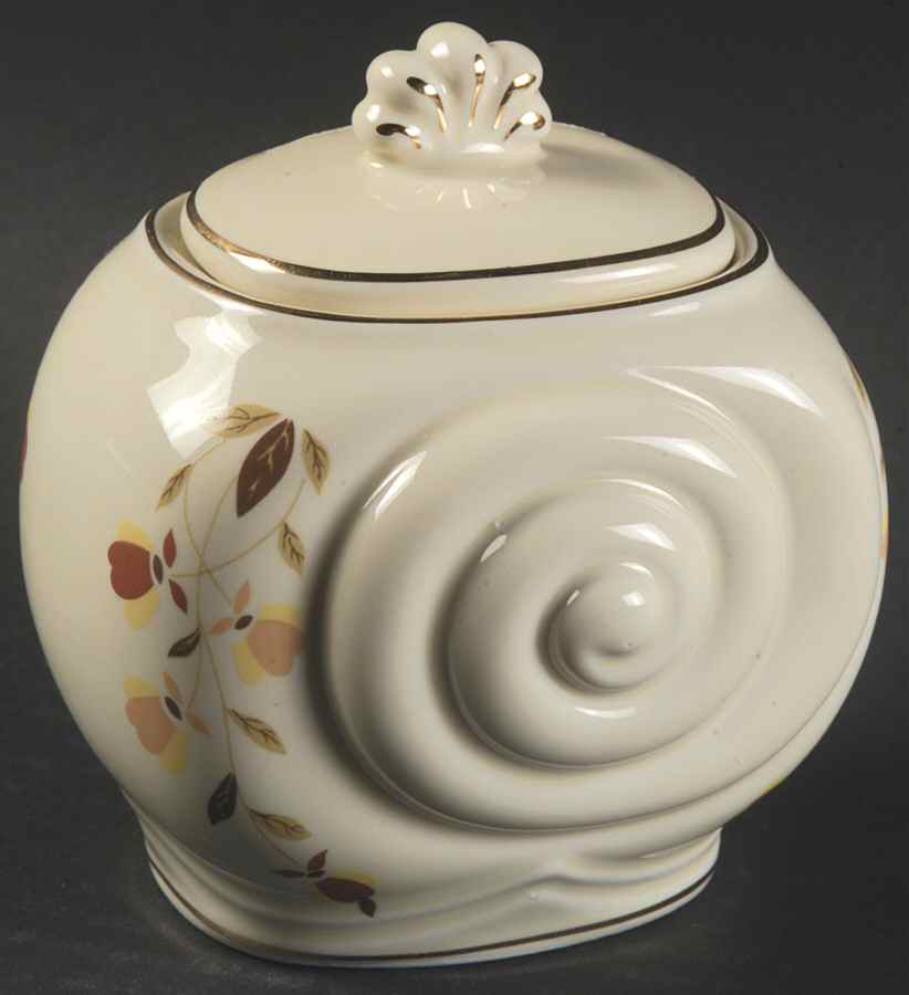 Autumn Leaf Nautilus Sugar Bowl & Lid by Hall-1