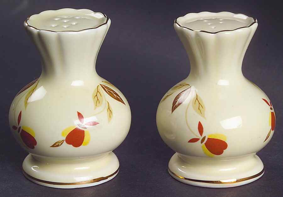 Autumn Leaf Fluted Top Salt & Pepper Set by Hall-1