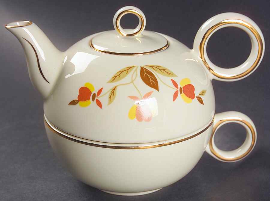 Autumn Leaf Individual Teapot & Lid with Cup by Hall-1