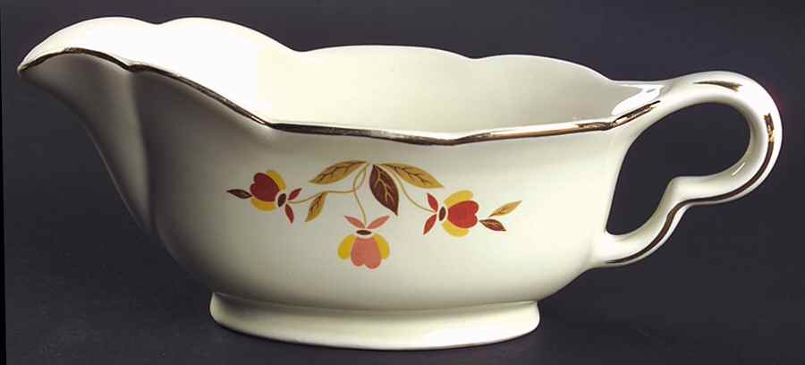 Autumn Leaf Ruffled D Gravy Boat by Hall-1