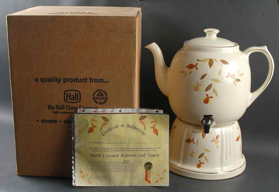 Autumn Leaf World's Largest Teapot & Lid with Stand by Hall-1