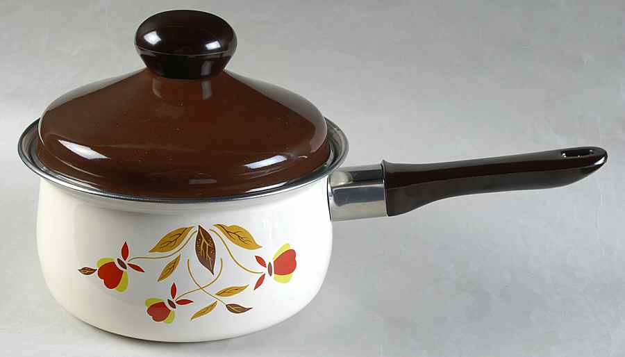 Autumn Leaf 2 Quart Metal Covered Saucepan by Hall-1
