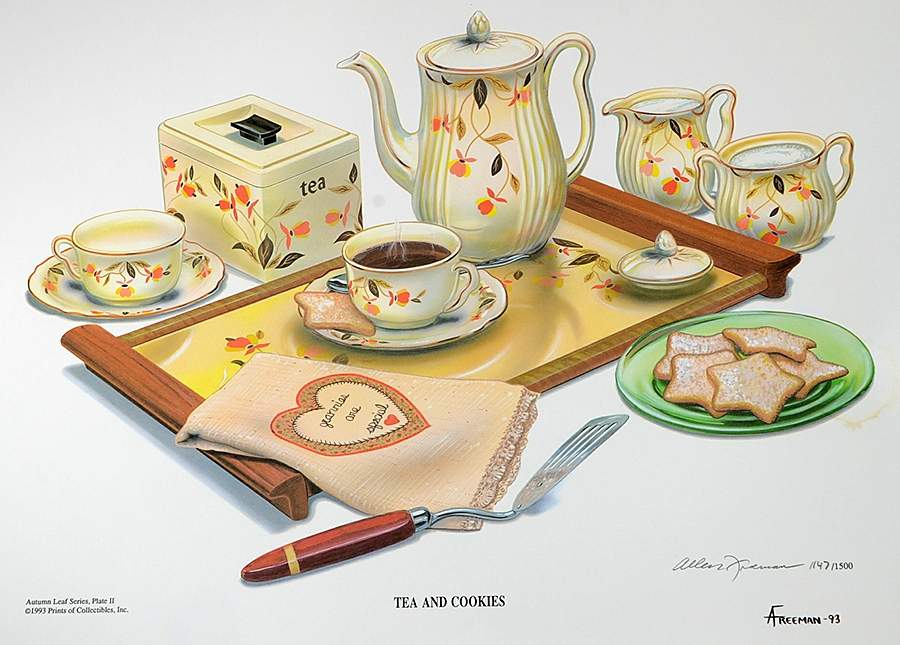 Autumn Leaf Unframed "Tea and Cookies" Print by Hall-1