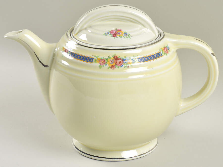 Blue Bouquet (Platinum Trim) Five Band Coffee Pot & Lid by Hall-1