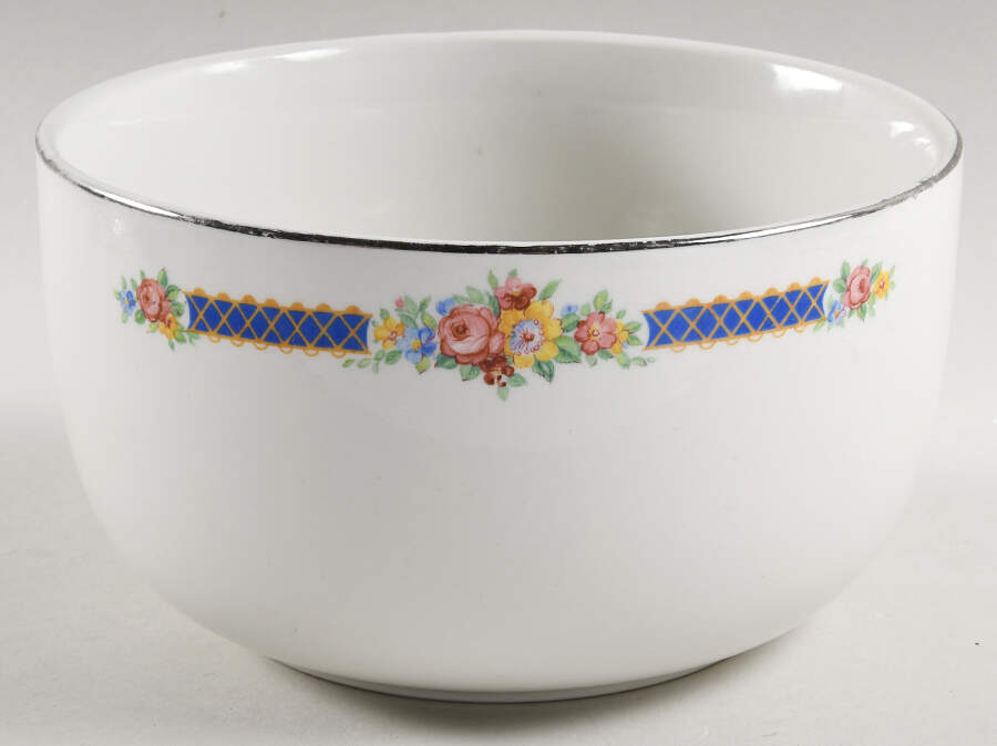 Blue Bouquet (Platinum Trim) 7" Straight Sided Bowl (No Embossed Rings) by Hall-1