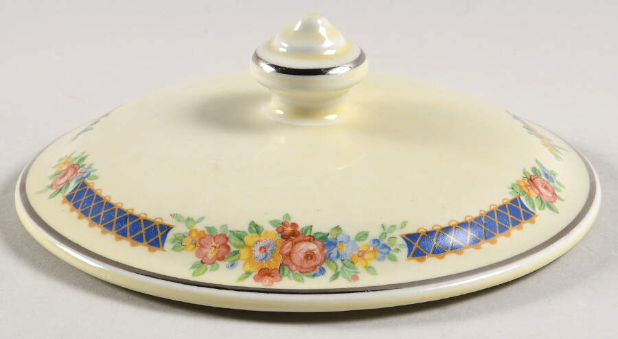 Blue Bouquet (Platinum Trim) Lid for "Thick Rim" Drip Jar by Hall-1