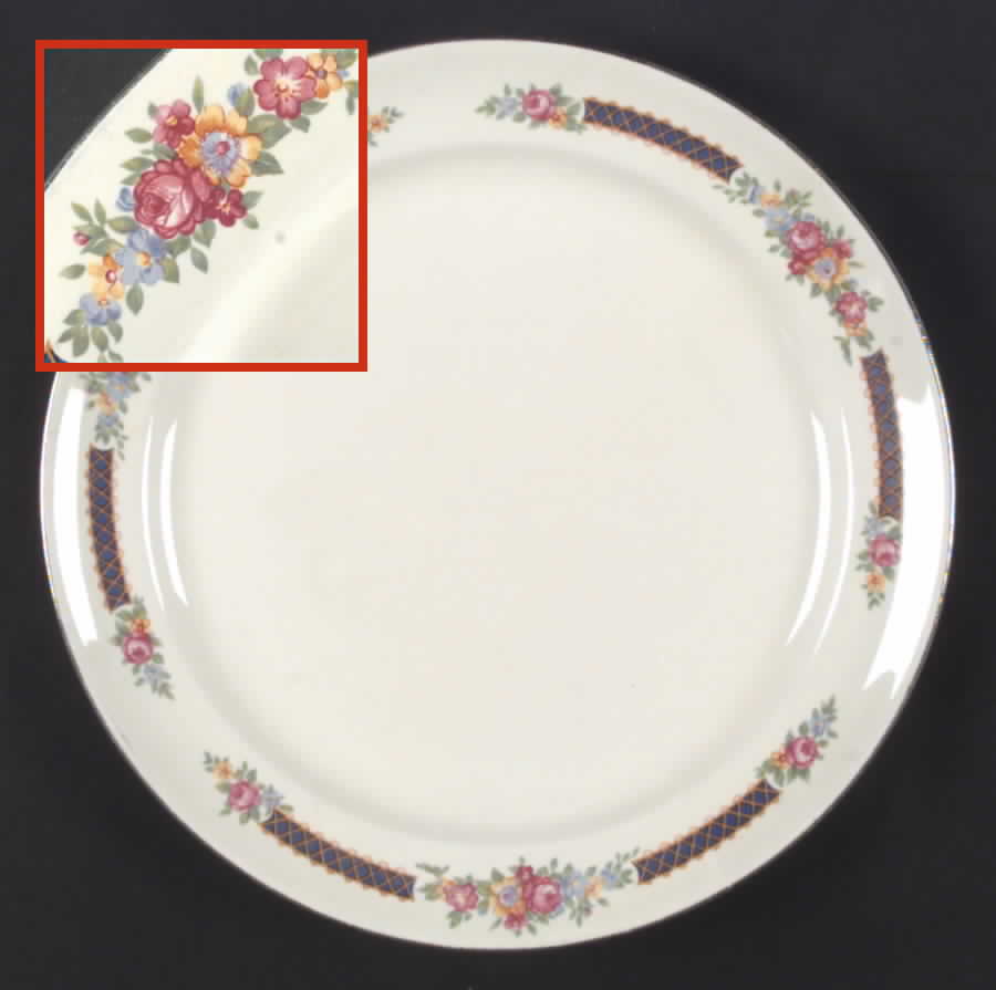 Blue Bouquet (Platinum Trim) Dinner Plate by Hall-1