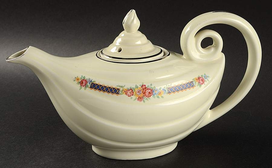 Blue Bouquet (Platinum Trim) Aladdin Teapot & Lid by Hall-1