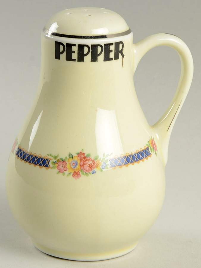 Blue Bouquet (Platinum Trim) Handled Pepper Shaker by Hall-1