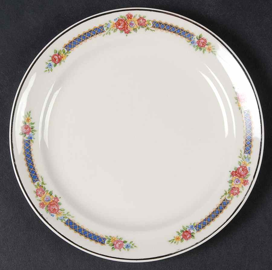 Blue Bouquet (Platinum Trim) Bread & Butter Plate by Hall-1