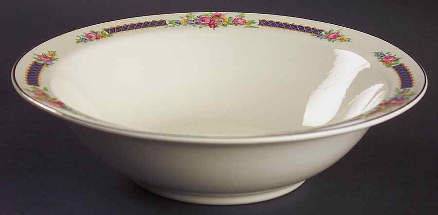 Blue Bouquet (Platinum Trim) 9" Round Vegetable Bowl by Hall-1