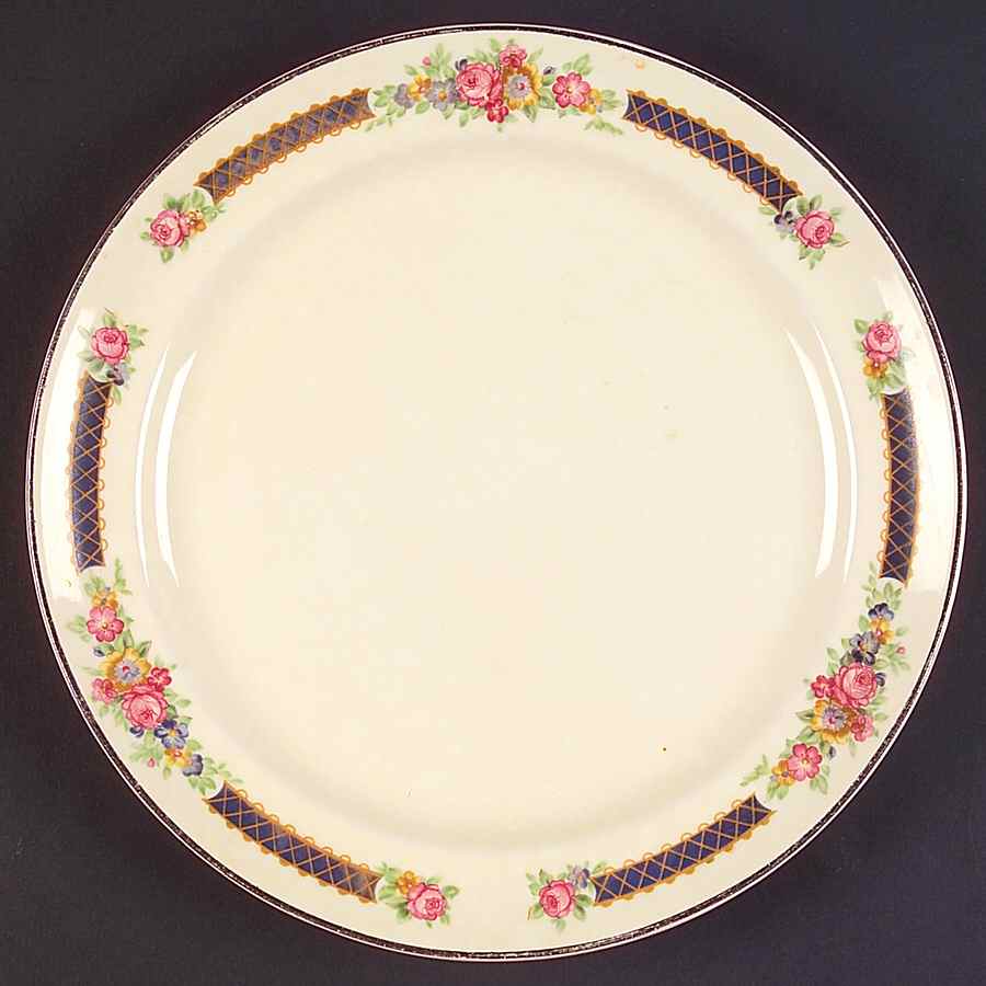 Blue Bouquet (Platinum Trim) Salad Plate by Hall-1