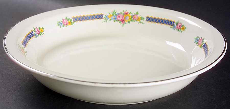 Blue Bouquet (Platinum Trim) Pie Serving Plate by Hall-1