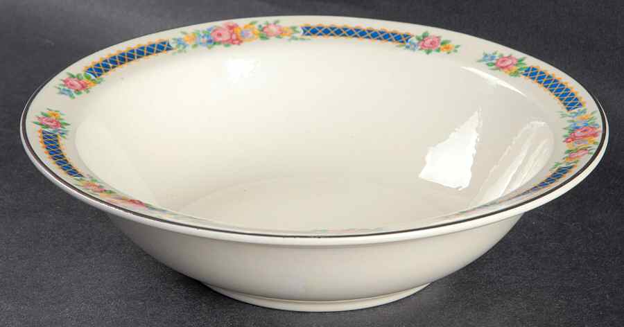 Blue Bouquet (Platinum Trim) Rim Cereal Bowl by Hall-1