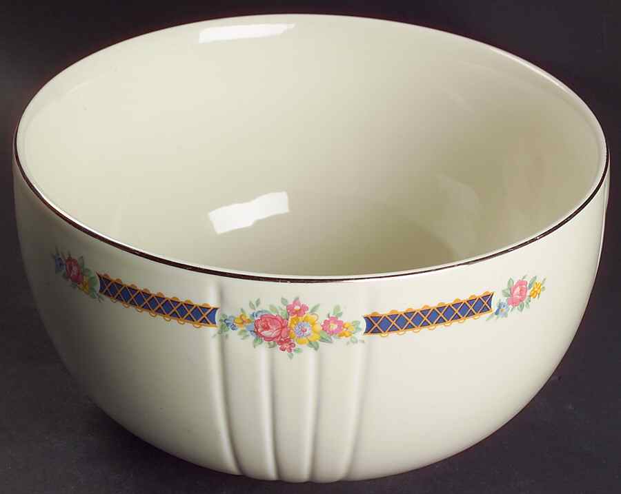 Blue Bouquet (Platinum Trim) 9" 3 1/2 Qt Radiance Bowl by Hall-1