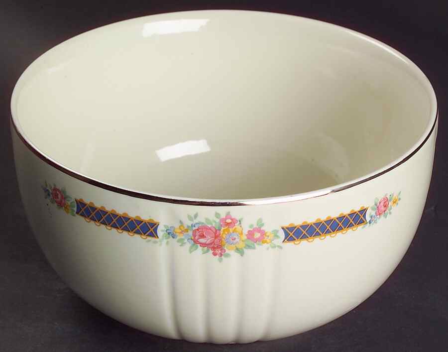 Blue Bouquet (Platinum Trim) 7" 2 Qt Radiance Bowl by Hall-1