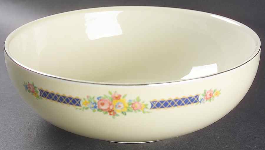 Blue Bouquet (Platinum Trim) 9" Salad Serving Bowl by Hall-1
