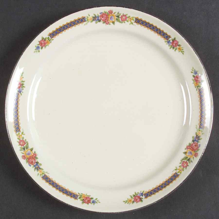 Blue Bouquet (Platinum Trim) Dessert/Pie Plate by Hall-1