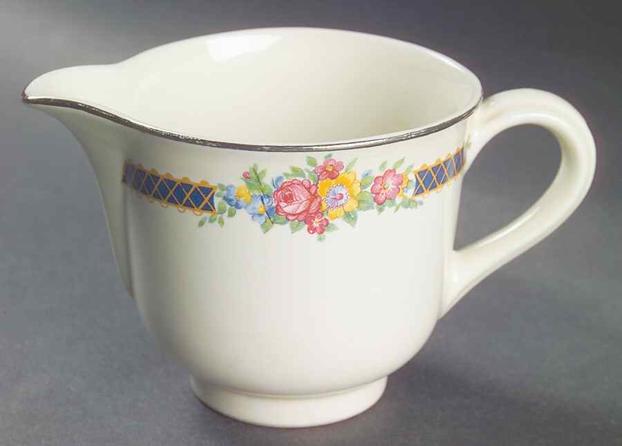 Blue Bouquet (Platinum Trim) Modern Creamer by Hall-1