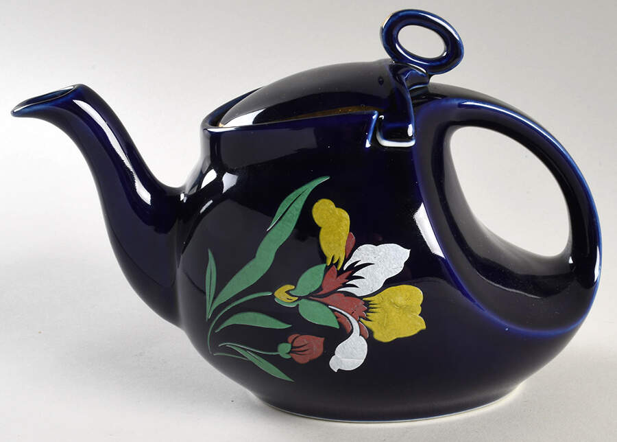 Blue Blossom Streamline Shape Teapot & Lid by Hall-1