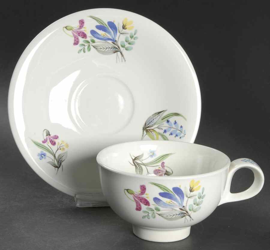 Bouquet Footed Cup & Saucer Set by Hall-1