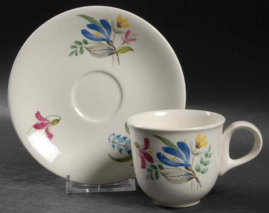 Bouquet Flat Demitasse Cup & Saucer Set by Hall-1