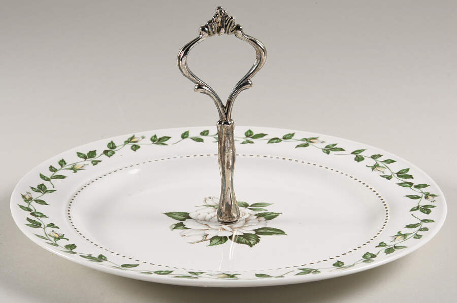 Cameo Rose Round Serving Plate with Handle (DP) by Hall-1