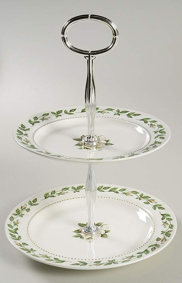 Cameo Rose 2-Tiered Serving Tray (Salad & Bread/Butter Plate) by Hall-1