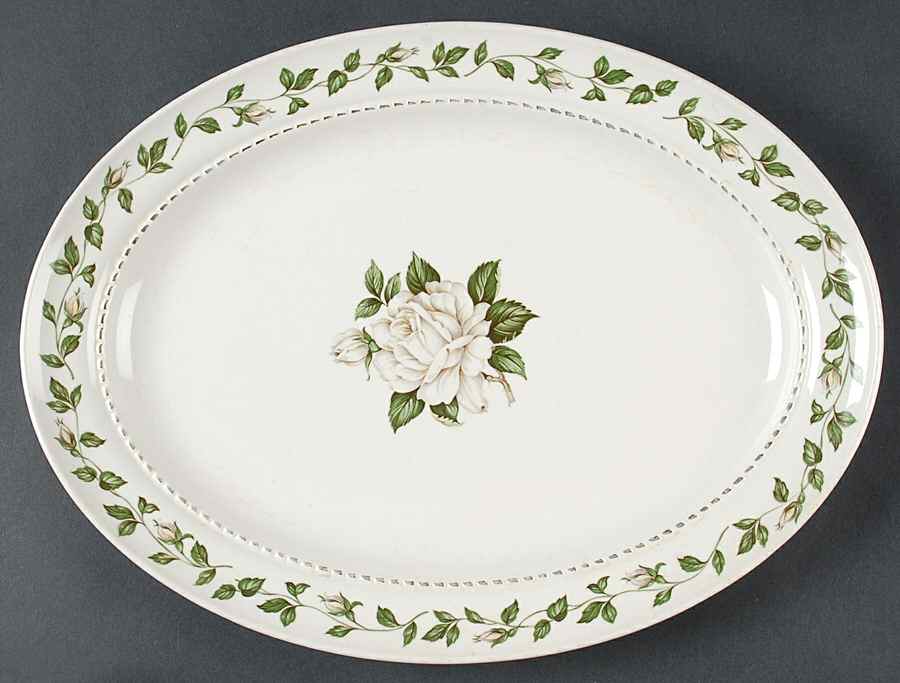 Cameo Rose 13" Oval Serving Platter by Hall-1