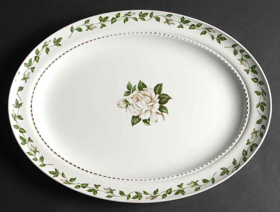 Cameo Rose 15" Oval Serving Platter by Hall-1