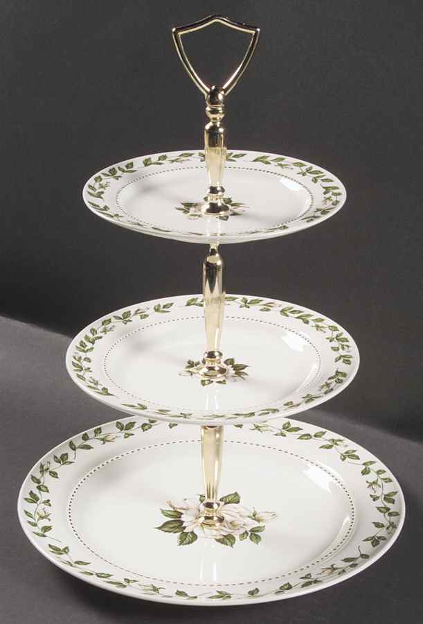 Cameo Rose 3-Tiered Serving Tray (DP, SP, BB) by Hall-1
