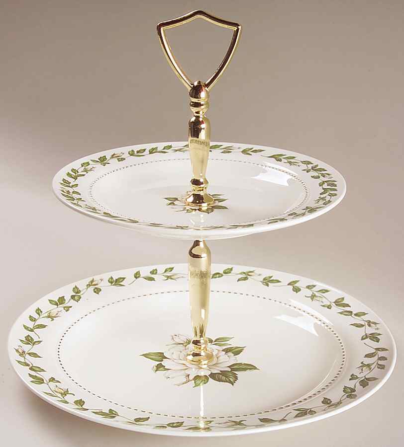 Cameo Rose 2 Tiered Serving Tray (Dinner&Bread/Butter Plate) by Hall-1