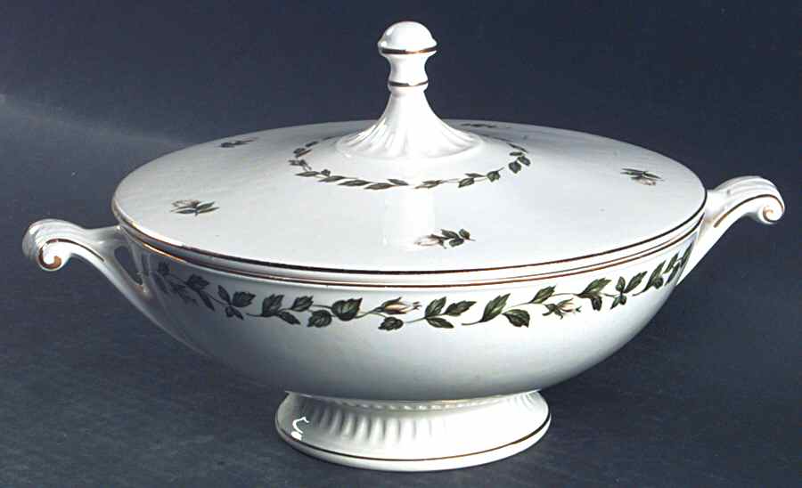 Cameo Rose Round Covered Vegetable by Hall-1