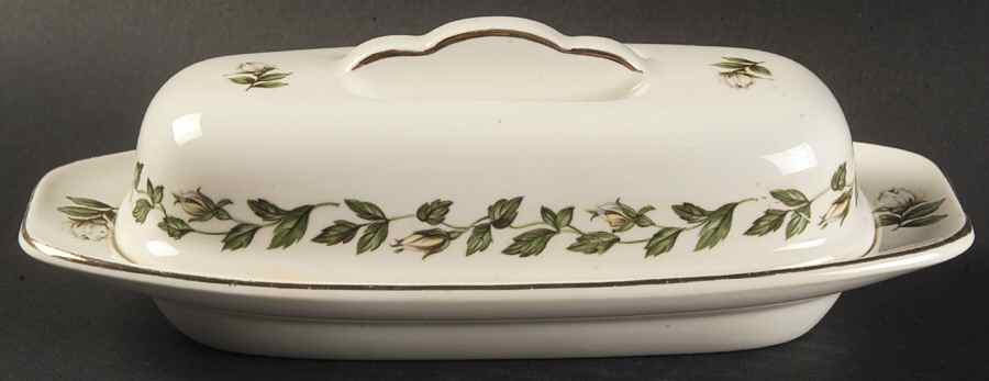 Cameo Rose Ruffled Grip 1/4 Pound Covered Butter by Hall-1