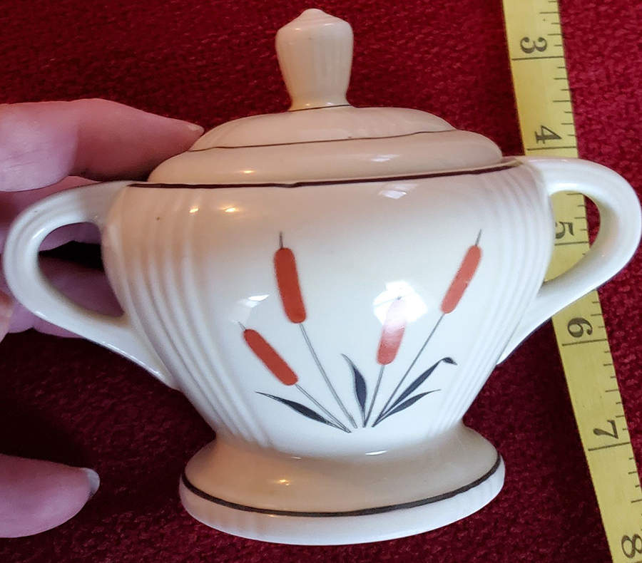 Cattail Sugar Bowl & Lid by Hall-1