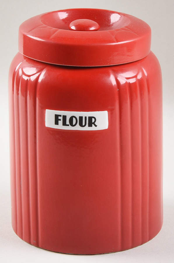 Chinese Red Radiance Flour Canister & Lid by Hall-1