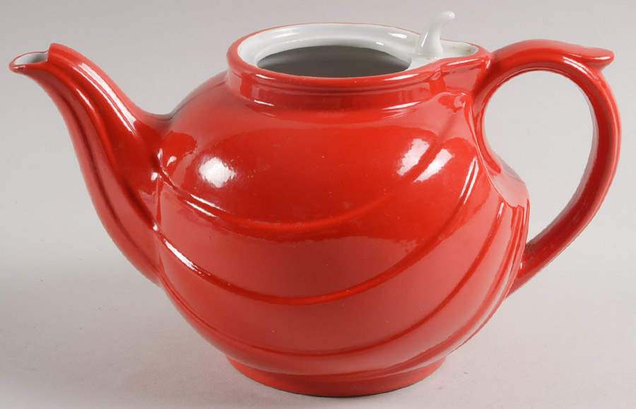 Chinese Red Parade Teapot No Lid by Hall-1