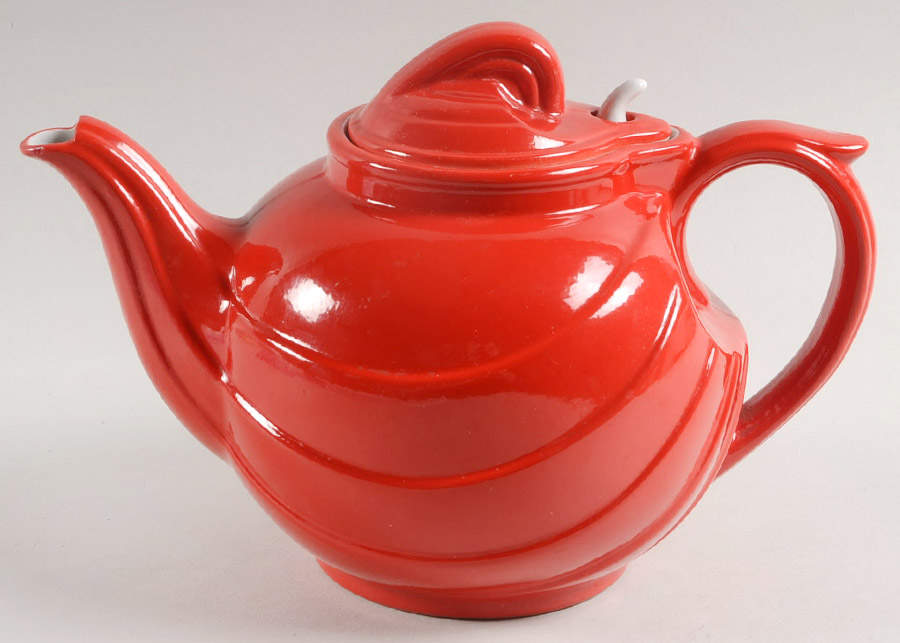 Chinese Red Parade Teapot & Lid by Hall-1