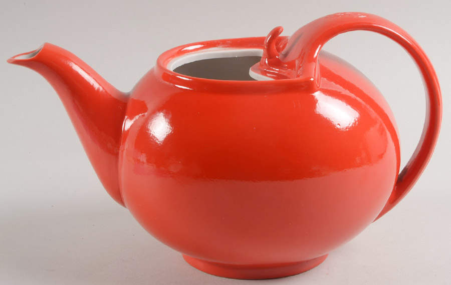 Chinese Red Hook Cover Teapot No Lid by Hall-1