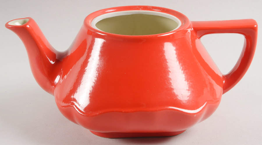 Chinese Red Baltimore Teapot No Lid by Hall-1