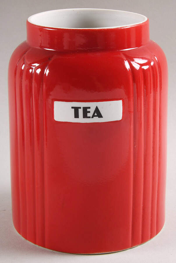 Chinese Red Radiance Tea Canister No Lid by Hall-1