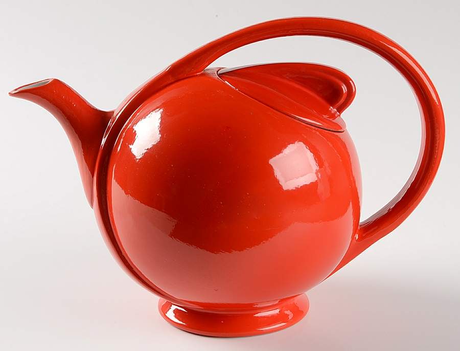 Chinese Red Airflow Teapot & Lid by Hall-1