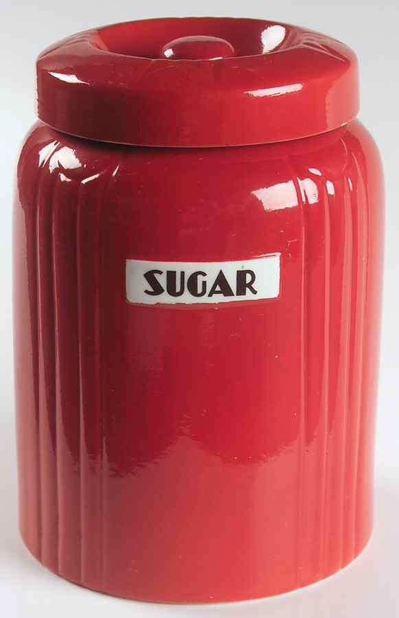Chinese Red Radiance Sugar Canister & Lid by Hall-1