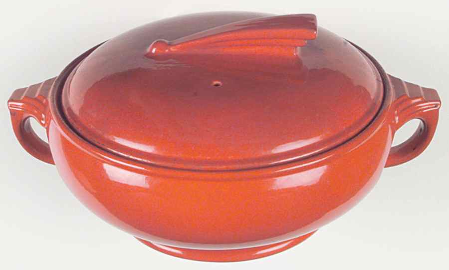 Chinese Red 1.25 Qt Round Covered Sundial Casserole by Hall-1