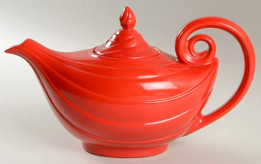 Chinese Red Aladdin Teapot & Lid by Hall-1